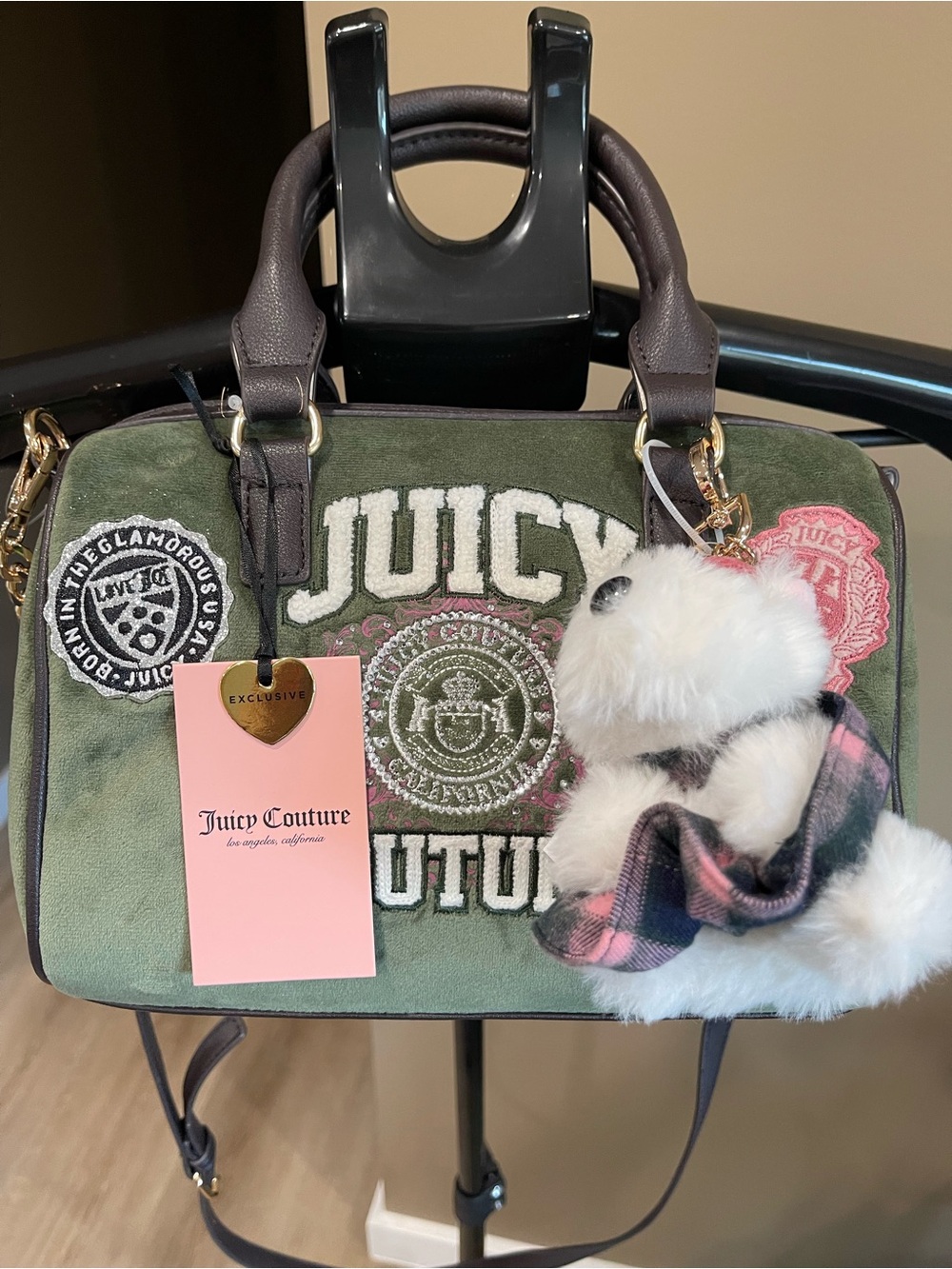 Juicy Couture Purse with Puppy Cream  Pom